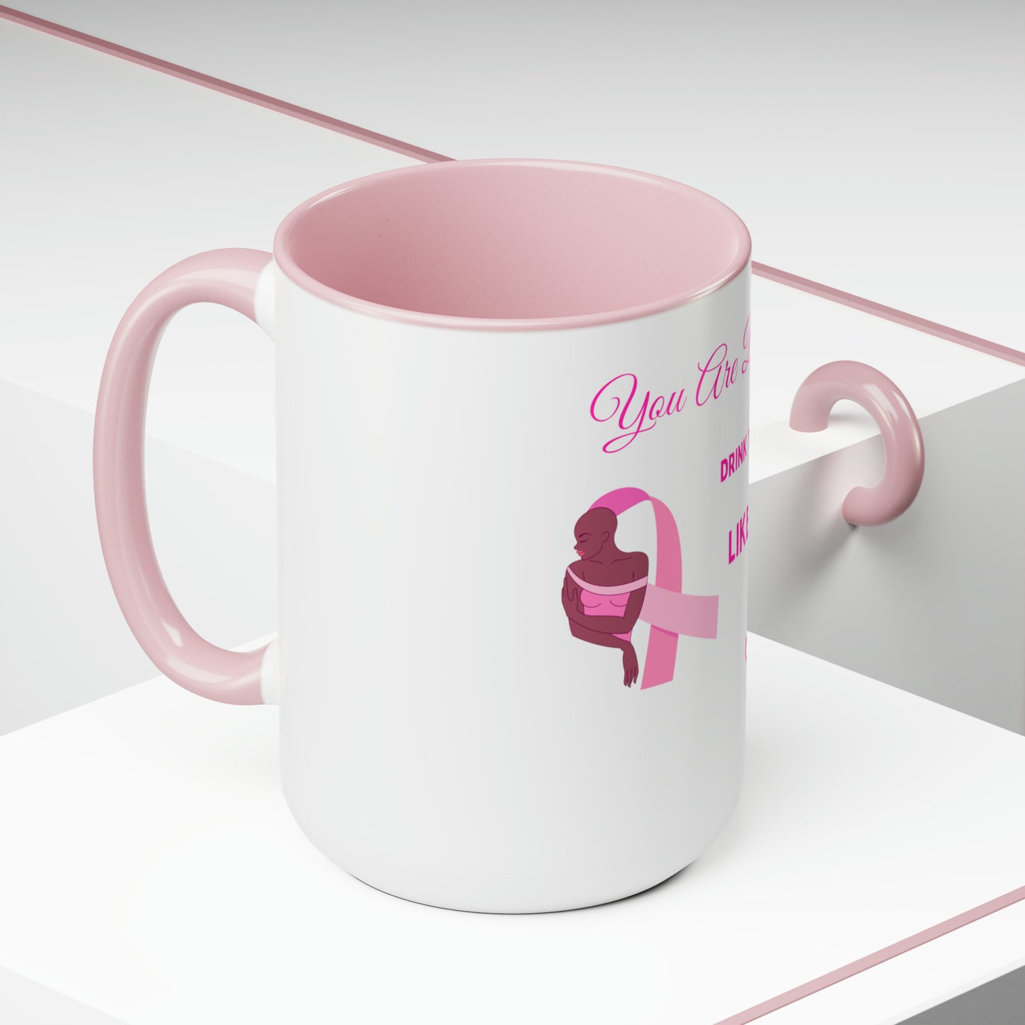 You Are Beautiful Two-Tone Coffee Mugs, 15oz (Breast Cancer Awareness)
