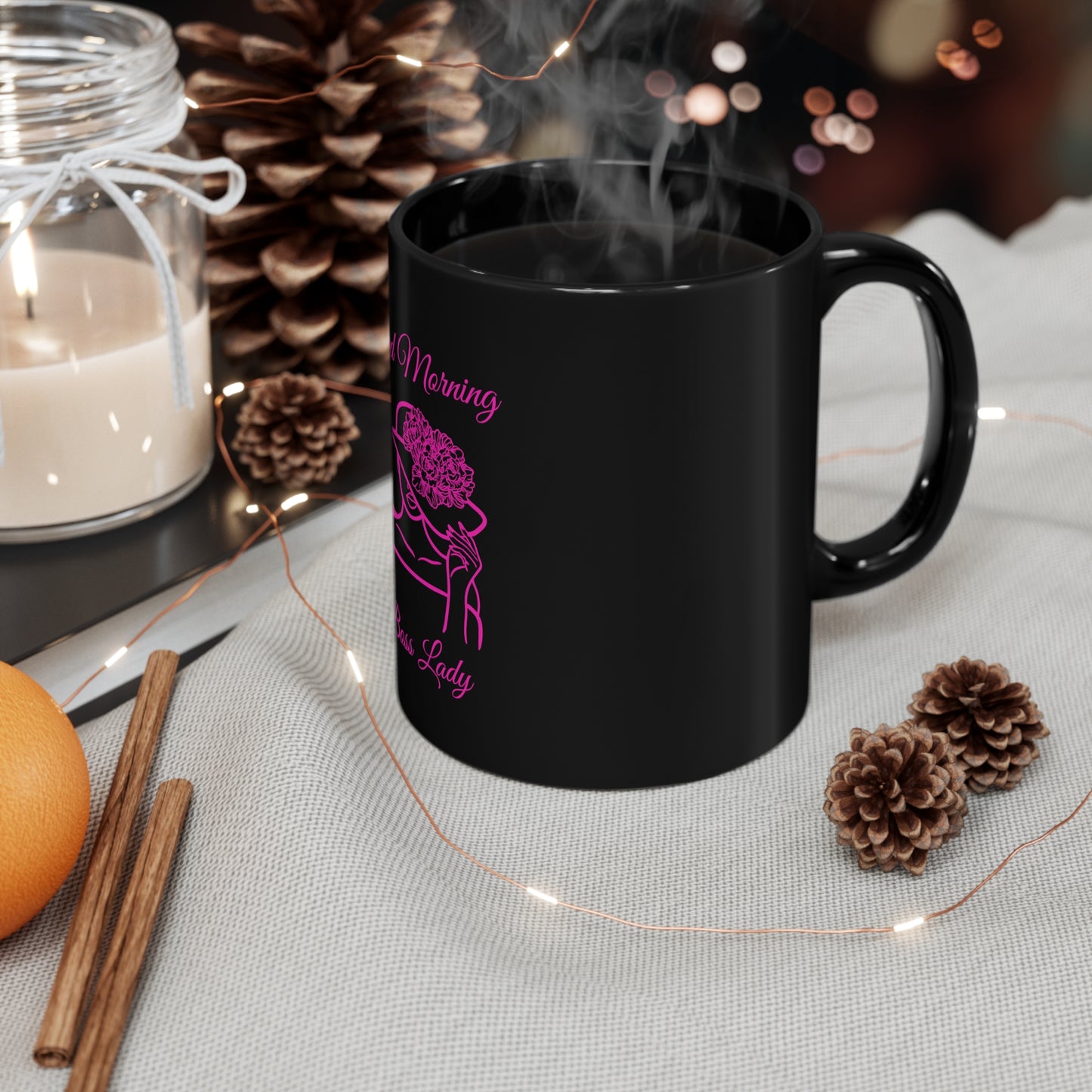 Good Morning Boss Lady Black Mug 11oz