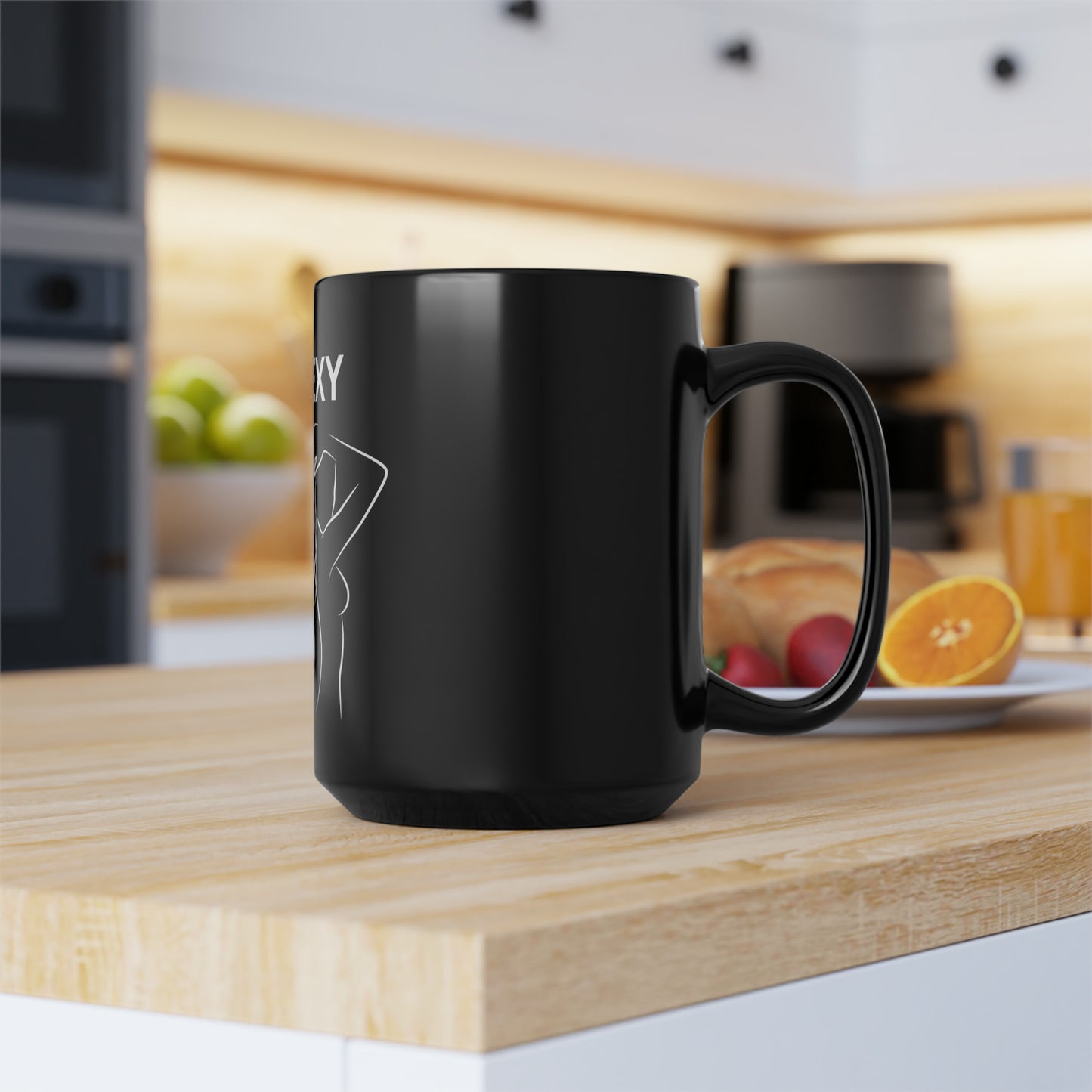 BE SEXY Black Mug, 15oz