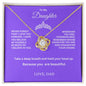 To My  Beautiful Daughter Love Knot Necklace
