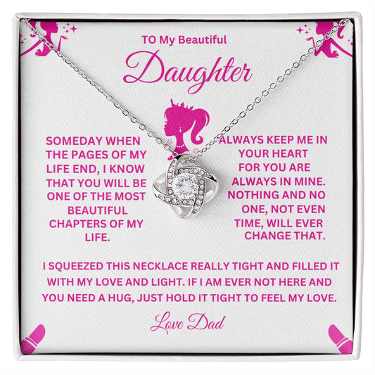 To My Beautiful Daughter Love Knot Necklace   (Barbie Enhancements)