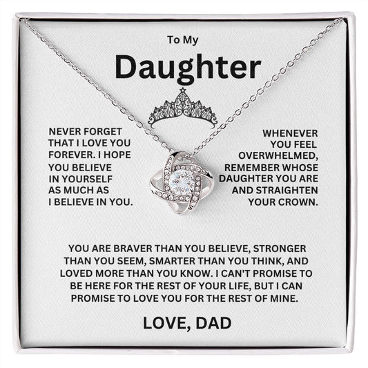 To My Daughter Love Knot Necklace