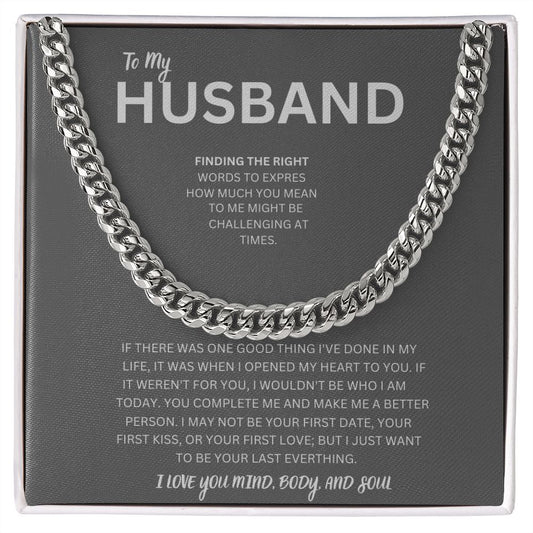 To My Husband Cuban Chain Necklace Gift  Romantic