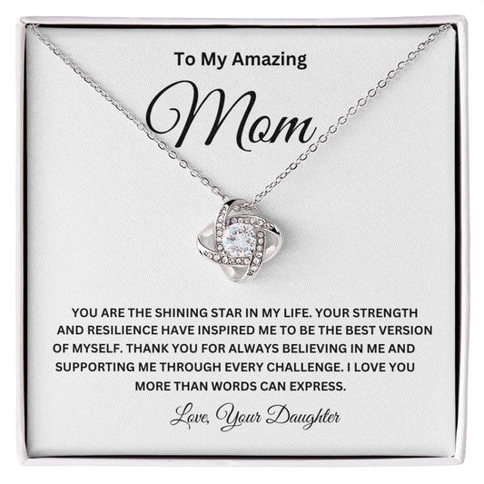 To My Amazing Mom Love Knot Necklace Happy Mother's Day