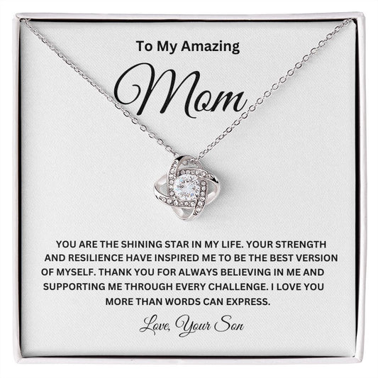 To My Amazing Mom Love Knot Necklace Happy Mother's Day