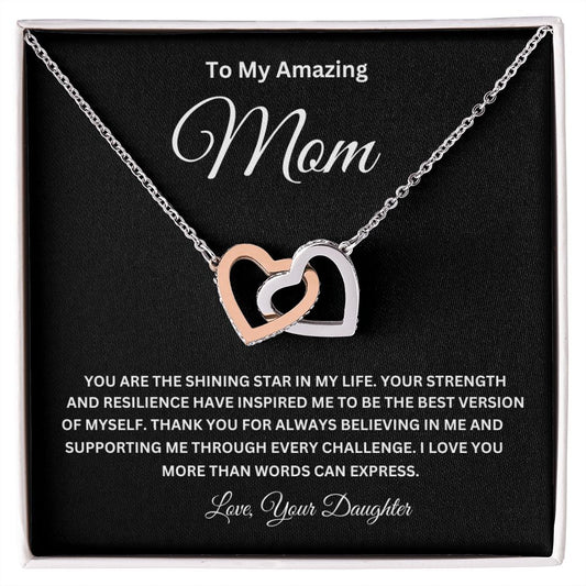 To My Amazing Mom Interlocking Hearts Necklace