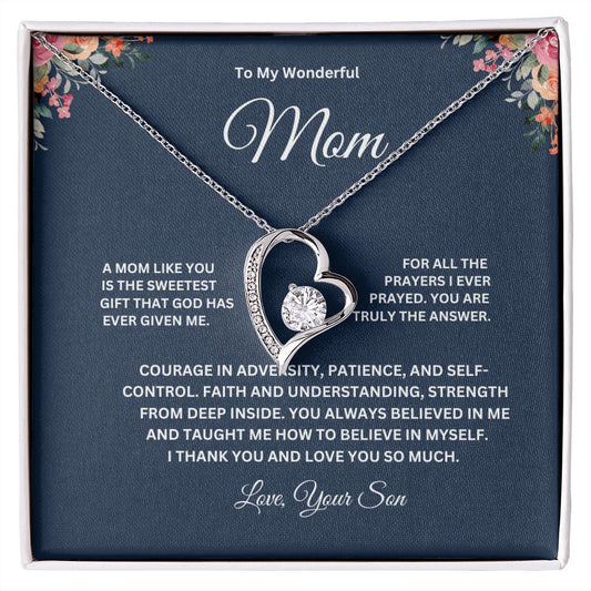 To My Wonderful Mom Forever Love Necklace