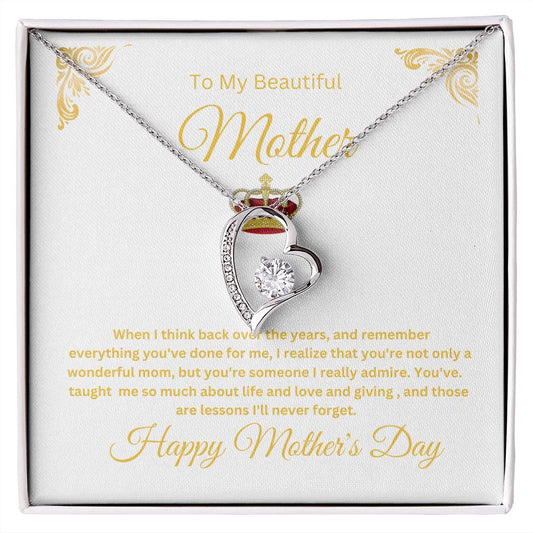 To My Beautiful Mother Forever Love Knot Necklace Happy Mother's Day